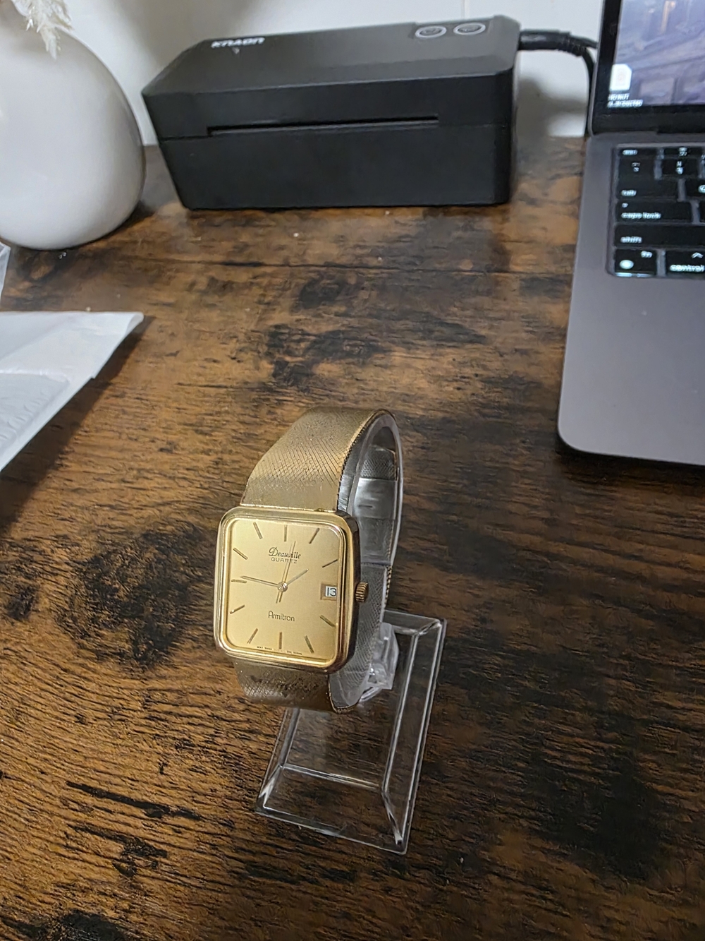 Armitron Gold Square Dial Mesh Band Watch